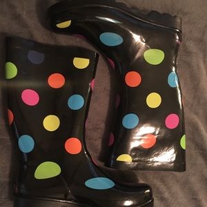 Polka dot rain boots